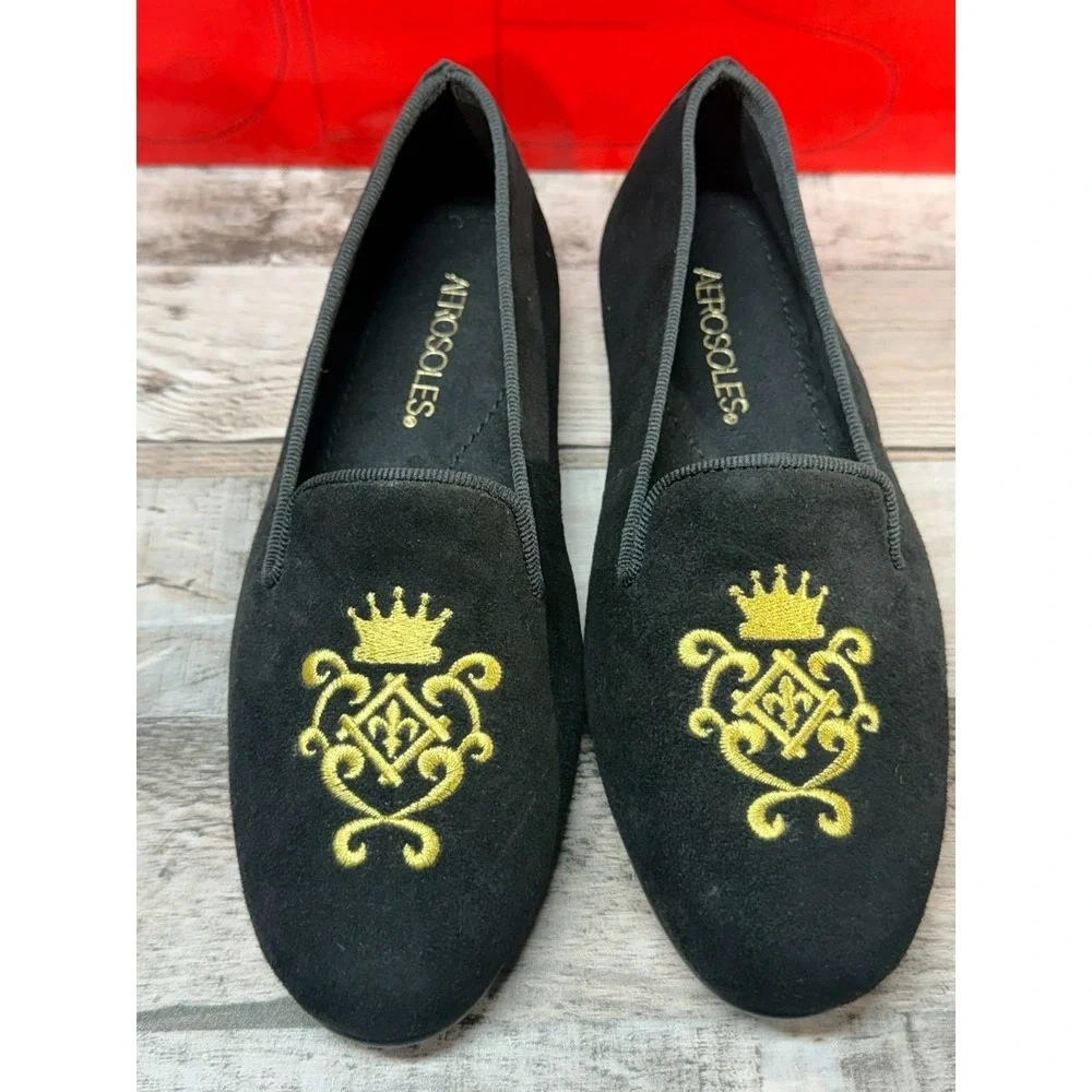 Aerosoles Betunia Black‎ Suede Women Loafer Flats Size 5M